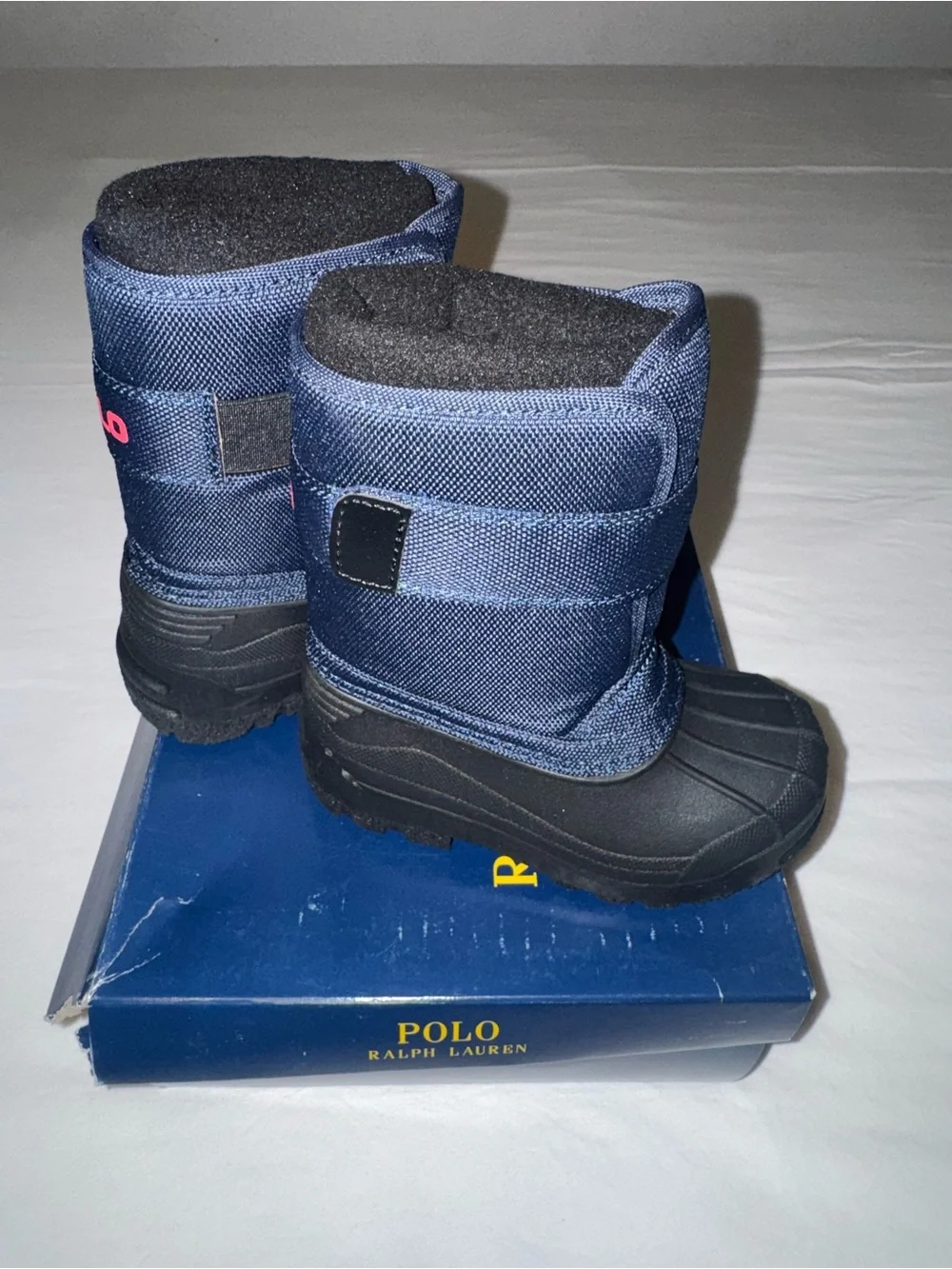 Polo by Ralph Lauren Navy Kids Snow Boots with Red Logo
